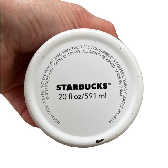 Starbucks 2017 White and Black Metal Travel Mug 20 oz - Picture 4 of 6